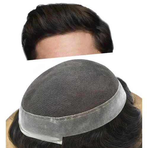 Toupee For Men Real Human Hair Mens Toupee Hair Replacement System Swiss Lace Toupee For Men Natural Human Hair Piece Mens Toupee6*8"-90% density#2