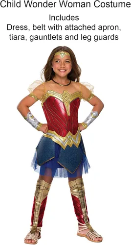 Vista 4 de Rubies Costume Disfraz de la Liga de la Justicia Premium Mujer Maravilla para niñas M Multicolor