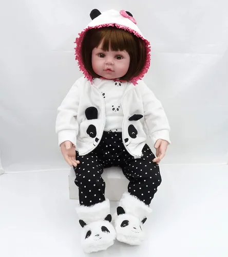 Vista 8 de Ropa de muñeca Reborn de 22 pulgadas para muñeca Reborn de 20-23 pulgadas, accesorios de atuendo de panda, 4 piezas, ropa a juego de bebé Reborn