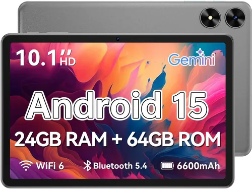Vista 8 de Tablet de 10.1 pulgadas, Tablet Android 15 con Funda, 24GB RAM + 64GB ROM 1TB Expandible, Pantalla Táctil HD IPS de 1280x800, Batería de 8H, WiFi 6