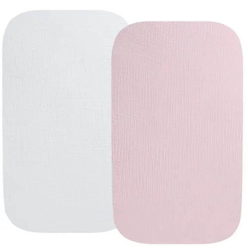 Vista 15 de Sábana de moisés de muselina compatible con Graco Pack n-Play Dome LX (no juego de cuna), paquete de 2 sábanas bajeras de algodón elegantes bohemias