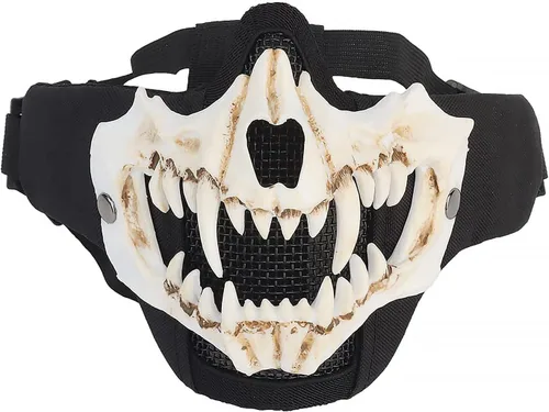 Vista 10 de Máscaras de media cara Airsoft Máscara táctica de protección facial con malla para Halloween, Paintball, CS, Caza