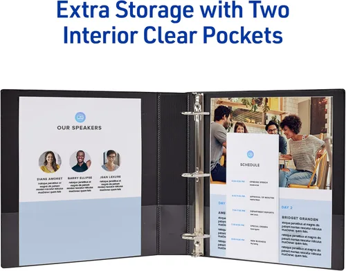 Vista 32 de Avery(R) Carpeta duradera de tapa transparente de 3 argollas inclinadas de 1 pulgadas, 1 carpeta azul claro (17295)