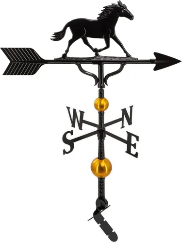 Vista 15 de Montague Metal Products Veleta de 32 pulgadas con adorno de caballo de hierro sueco