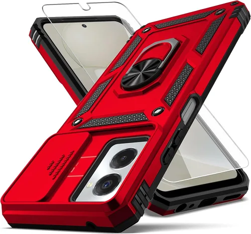 Vista 30 de Funda para Moto G 5G 2024, con Cubierta para Lente de Cámara Protector de Pantalla HD, [Grado Militar] Soporte de Montaje para Automóvil con Patilla