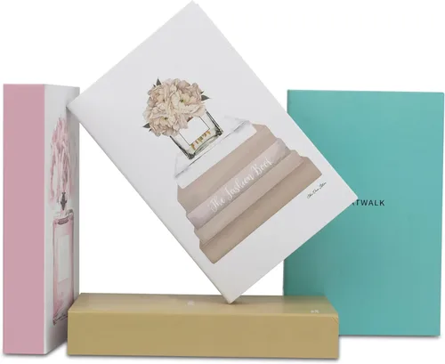 PROBENEX Blush Large | 4 libros decorativos de imitación para decoración del hogar | no libros reales (cajas de cartón) | Mesa auxiliar, estantería