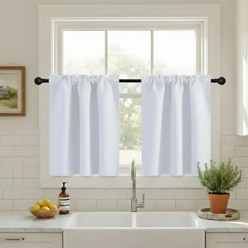 Vista 12 de NICETOWN Cortinas Opacas Cortas - Tratamiento de Ventana con Aislamiento Térmico, Niveles de Cortina Pequeños para Sala de Estar/Cocina, 2 Paneles