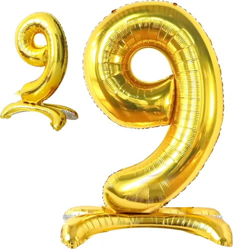 KatchOn, Globo dorado con el número 9 de 40 pulgadas, globos de 9º cumpleaños, globo dorado del número 9, globos en la nube del número 9, globos del