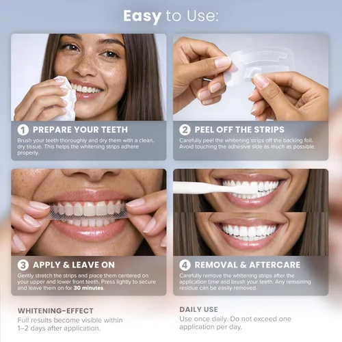 Vista 5 de Tiras blanqueadoras suaves para dientes – (40 tiras) blanqueamiento de dientes libres de peróxido para una sonrisa radiante – Blanqueamiento dental