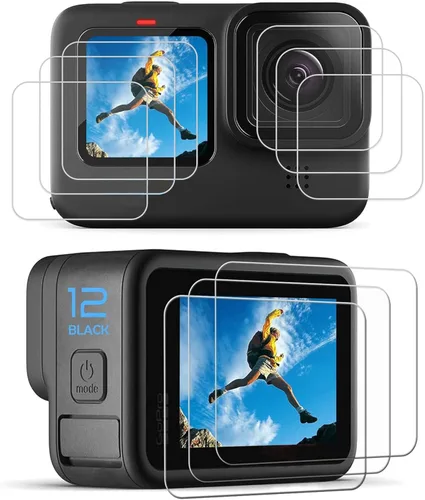 PCTC 9 protectores de pantalla de Hero 12, 11, 10, 9, compatibles con Go Pro Hero 12/Hero 11/Hero 10/Hero 9, negro, 9 paquetes de protectores de