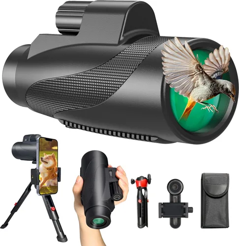 Gosky Monocular de 12 x 50 para adultos, telescopio monocular con prisma BAK4 y lente FMC, monocular ligero, ideal para observación de aves, caza,