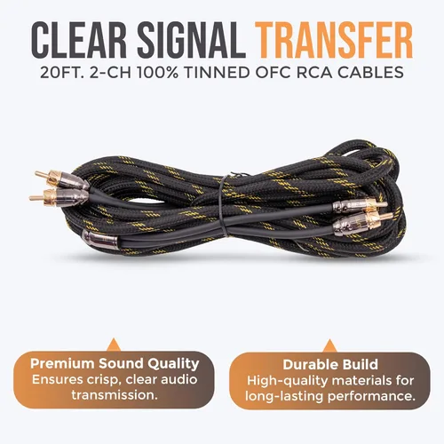 Vista 5 de Elite Audio Kit de cableado profesional de amplificador de instalación OFC calibre 0 - 5000 vatios de potencia máxima, cables de cobre estañado sin