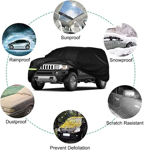 Vista 4 de Funda para Auto Compatible con Hummer H2 SUV 2002-2009, de 6 Capas, 210T, Resistente al Viento, para Todo Clima, Impermeable, Protección UV
