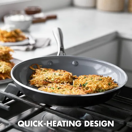 Vista 3 de GreenPan Swift Healthy Ceramic - Sartén antiadherente de 8 pulgadas, mango de acero inoxidable, sin PFAS, apto para lavavajillas, apto para horno