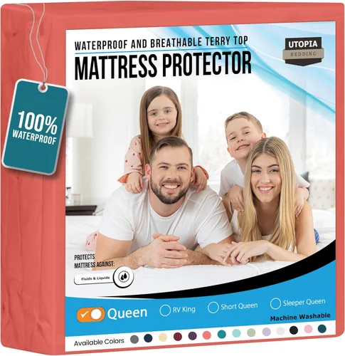 Vista 58 de Utopia Bedding – Protector impermeable de colchón tamaño individual, funda de colchón de terry premium de 200 GSM, transpirable, estilo ajustado