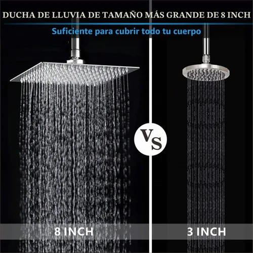 Vista 5 de Voolan Cabezal de ducha tipo lluvia, cabezal de ducha de alta presión hecho de acero inoxidable 304, experiencia de ducha relajada incluso con bajo