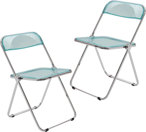 Vista 15 de 2 Pcs Stackable Folding Chair, Modern Transparent Acrylic Foldable Chair, Electroplating Frame, Party Chairs for Office Wedding Training(Black)
