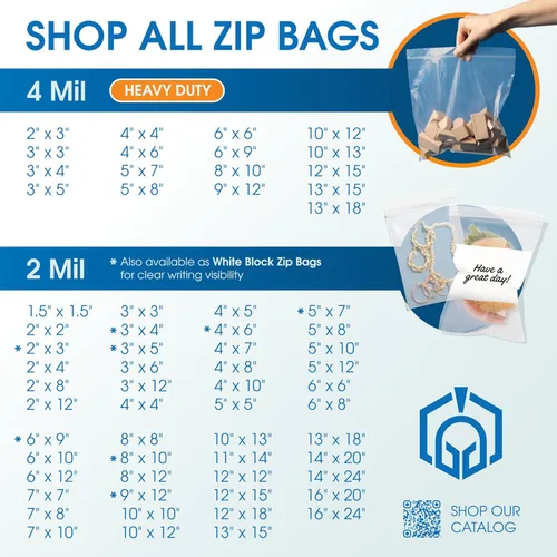 Vista 7 de Spartan Industrial - 200 unidades - 7,6 x 10,2 cm (4 Mil de alta resistencia) Bolsas de plástico transparente gruesas con cierre reutilizable