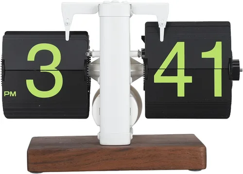 Vista 9 de FOSA Reloj de escritorio abatible, reloj de mesa retro vintage, reloj de mesa de escritorio digital con números grandes, base de madera para sala