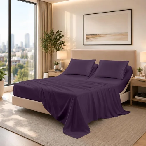 Vista 33 de SGI bedding Sábana Queen de 28 pulgadas con cabecera flexible y parte superior dividida, 100% algodón egipcio - 600 número de hilos, sábanas de 01
