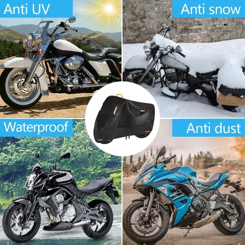 Vista 6 de Cubierta para motocicleta pequeña de 300D resistente, Seceles para todas las estaciones, cubierta duradera impermeable para scooter con protección