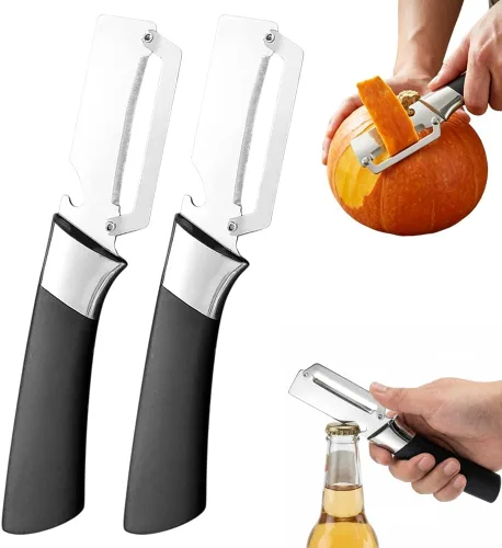 Vista 13 de 2026New Multi-functional Vegetable Peeler, Ktchen Multi-function Stainless Steel Thickened Fruit Peeler Knife with Wooden Handle, 3-1,Suitable for