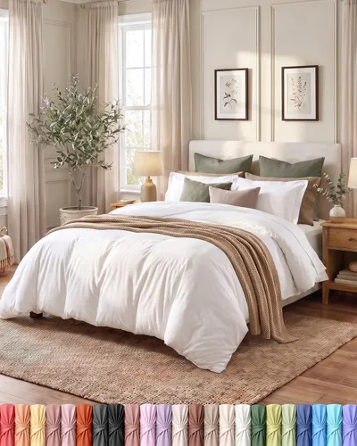 Vista 60 de Utopia Bedding Duvet Cover Twin Size - 2 Piece with Zipper Closure - 1 Comforter Cover 68X90 Inches & 1 Pillow Sham 20X26 Inches (Beige) Comforter