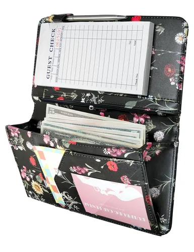 Vista 17 de Libreta para servidores con bolsillo con cremallera y cierre magnético, libreta de servidor, libro para camarera, libro de servicio con bolsillo