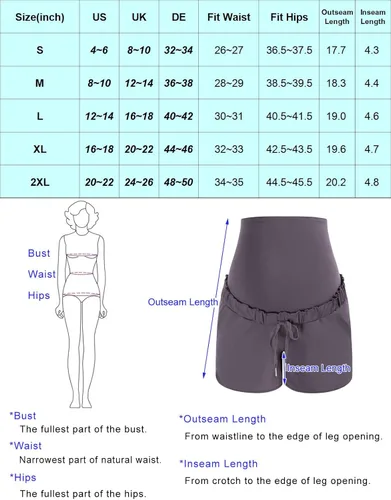 Vista 7 de Maacie Maternity High Waist Shorts Drawstring Workout Shorts with Pockets
