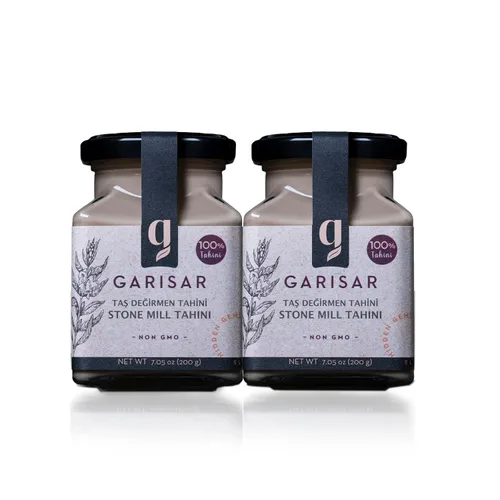 Vista 6 de Garisar Stone Mill - Tahini de sésamo 100% turco entero, sin OMG, sin nueces, sin aditivos, Keto, Tahini para chocolate Dubai, salsa Tahini, pasta