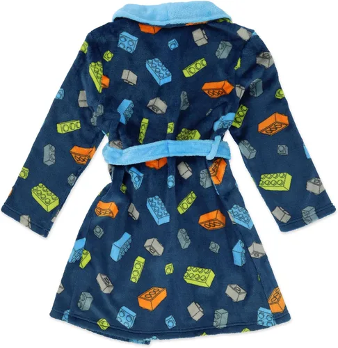 Vista 3 de LEGO Bata de pijama para niños, conjunto de bata y pantuflas, estampado azul marino, talla 4/5 a 10/12, Azul marino (Navy Print)