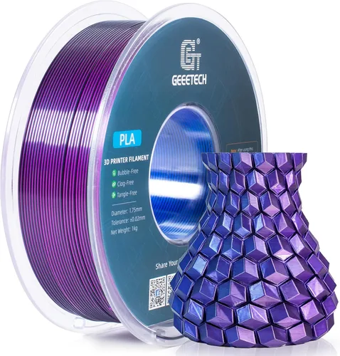 Vista 6 de GEEETECH Seda PLA Filamento para Impresora 3D 1.75mm, Filamento PLA de Doble Color Seda 1KG(2.2lbs), Precisión Dimensional +/- 0.02 mm, Filamento