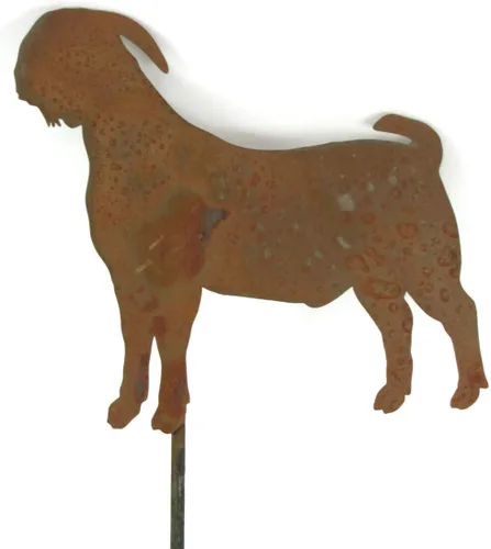 Estaca de metal para mascotas y animales de granja (8.75 pulgadas de ancho de cabra en estaca, naturalmente oxidada)