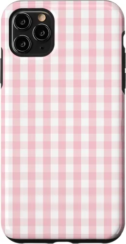 Vista 13 de White and Light Pink Pastel Color Gingham Check Case for iPhone 17