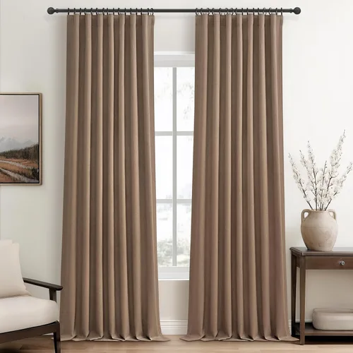 Vista 43 de Juego de 2 cortinas 100% opacas, 84 pulgadas de largo, dormitorio, estéticas, aislamiento térmico, eficiencia energética, mezcla de algodón y lino