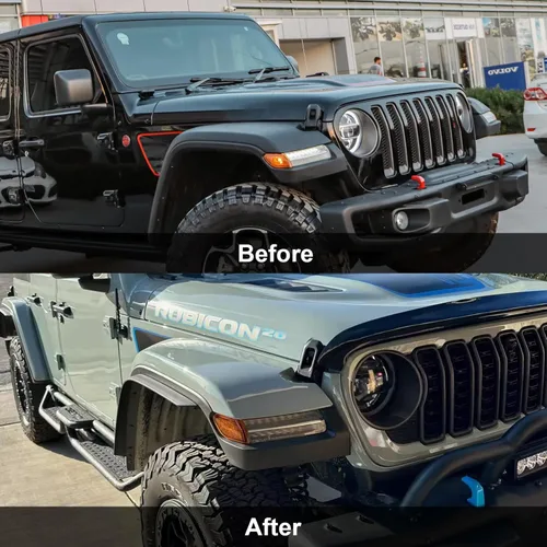 Vista 5 de Juego de extensiones de guardabarros delanteros y traseros para Jeep Wrangler JL 4XE 2018-2024 (se ajusta a guardabarros altos)
