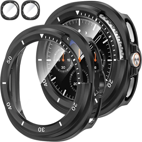 Vista 9 de Tensea [Paquete de 2]: Funda protectora de pantalla para Samsung Galaxy Watch FE 2024/5 2022/4 2021, accesorios de 1.57 pulgadas, cubierta