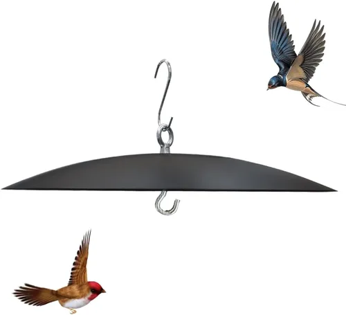 Bafle de comedero de pájaros, protector para casas de pájaros, deflector colgante de metal de 13 pulgadas para exteriores, color negro