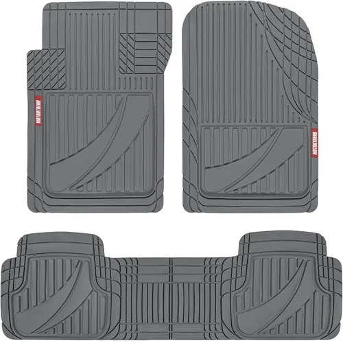 Vista 10 de Motor Trend FlexTough™ - Alfombrillas Avanzadas de Goma Beige para Piso de Automóvil – Alfombrillas de Piso de Servicio Pesado Recortables