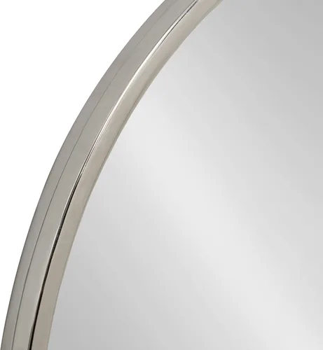 Vista 3 de Kate and Laurel Rowla - Espejo redondo de pared moderno, 24 pulgadas de diámetro, plateado, espejo circular decorativo con acabado de acero