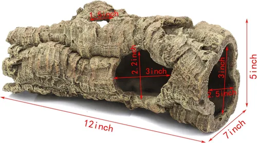 Vista 2 de Decoración de Escondite para Terrario de Reptiles, Decoración de Escondite de Madera de Resina para Reptiles, Peces, Anfibios, Animales Pequeños