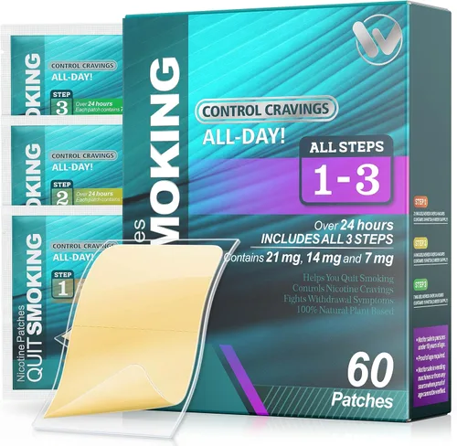 Parches de nicotina Paso 1 2 3, 60 unidades | Programa de reducción gradual de 21 mg a 7 mg | Ayuda eficaz para dejar de fumar | Parches de Nicotina