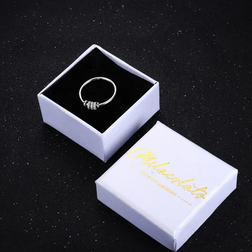 Vista 6 de Milacolato Anillo de plata de ley 925 antiansiedad para mujer anillo giratorio para aliviar el estrés