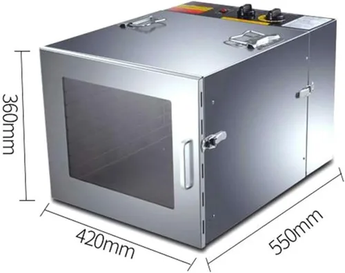 Vista 4 de Deshidratadores comerciales de 10 capas, secadora de frutas y verduras de acero inoxidable de 600 W, control de temperatura de 95.0-167.0 °F