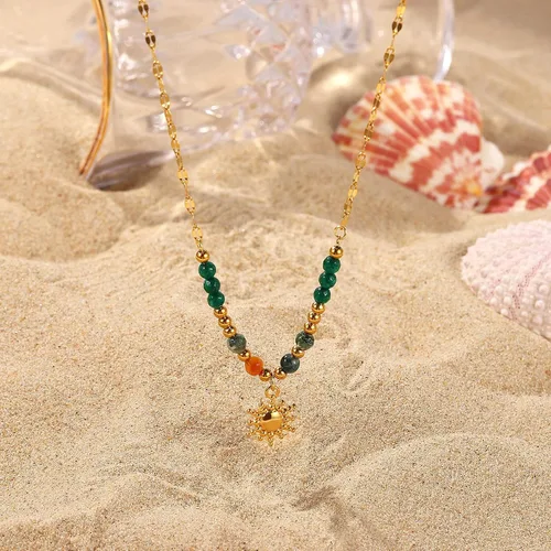 Vista 5 de Konikit Collar con dije delicado para mujer, chapado en oro, cadena hecha a mano, joyería simple