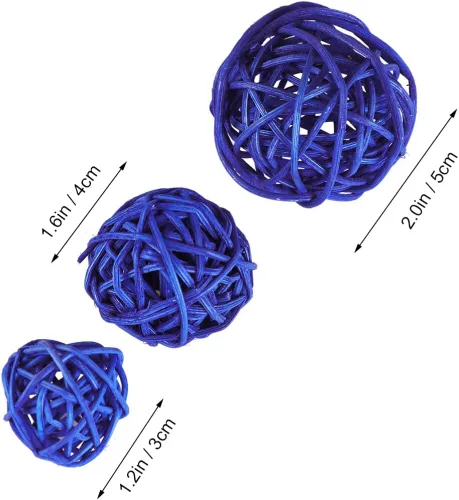 Vista 5 de COHEALI Bolas decorativas de mimbre de ratán, 15 unidades, 1.2 in, 1.6 in, 2.0 in, bolas colgantes para boda, fiesta, Navidad, hogar