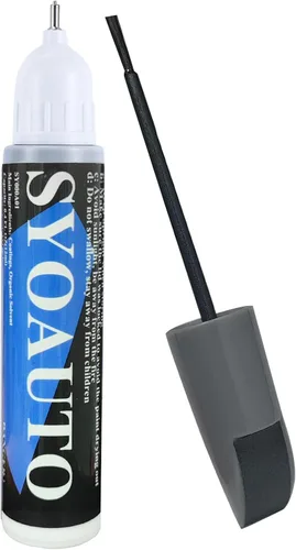 SYOAUTO Pintura de retoque de coche gris pintura de retoque automático 0.4 oz gris automotriz reparación de arañazos pincel y punta 2 en 1