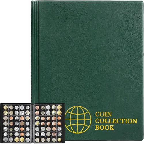 Álbumes de 420 bolsillos - Libro verde de bolsillos de 28x29 mm/1.1x1.1 pulgadas, 10 páginas, soporte de colección tamaño carta, libro de