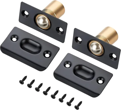 Ravinte Pestillo de puerta de bola ajustable, pestillo de puerta con rodamiento de bolas de armario, cuerpo de latón macizo y placa de acero Negro