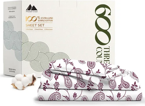 Vista 32 de Mayfair Linen Juego de sábanas de 100% algodón egipcio, tamaño individual (paquete de 2) – Sábanas de lujo blancas de 600 hilos, tamaño individual